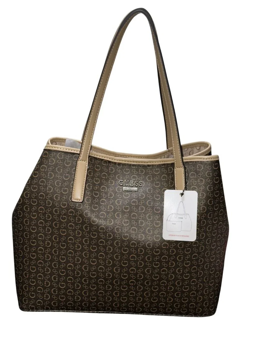 Guess Totte Bag Brown Portini With Included Pouch Mocha